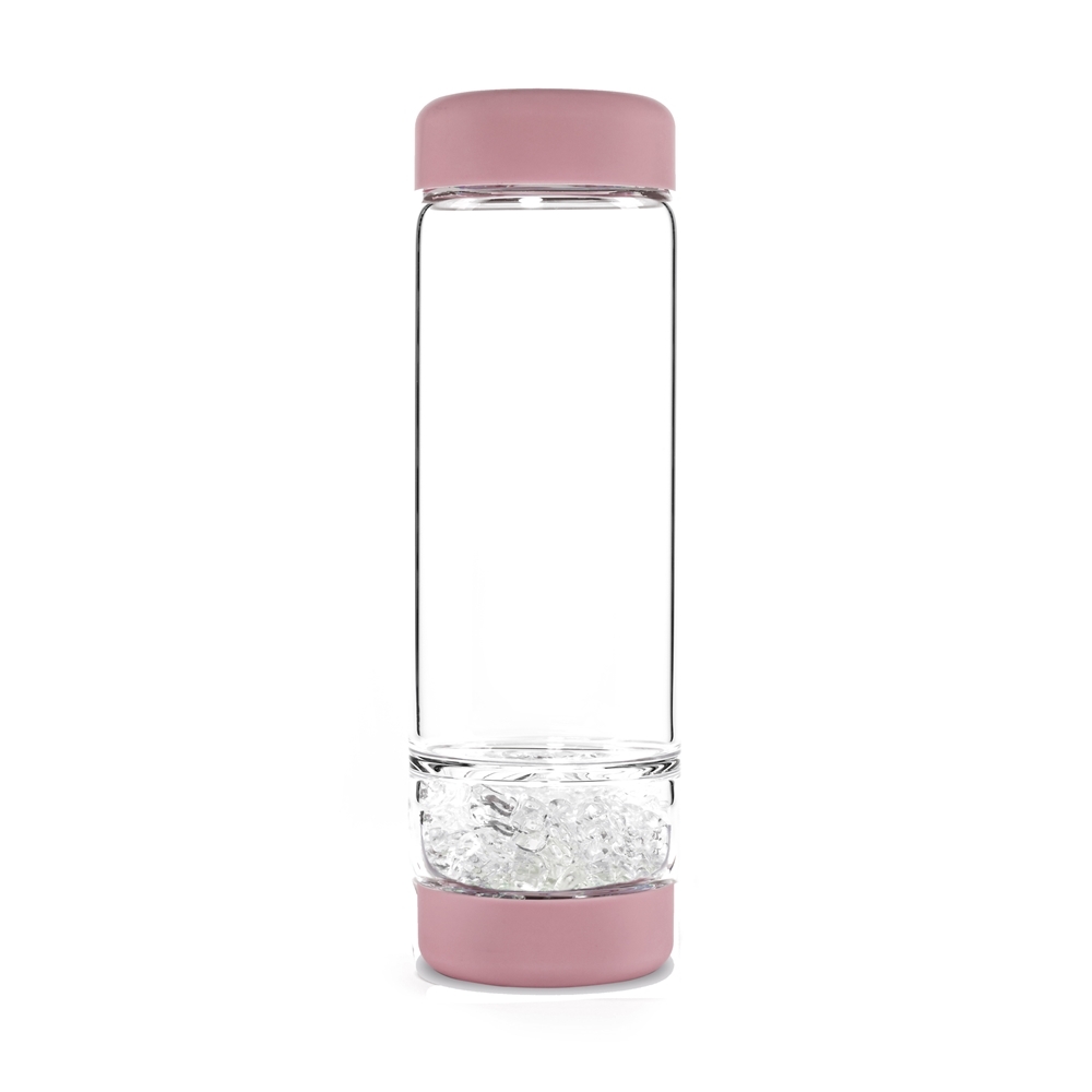 inu! Trinkflasche von VitaJuwel in Blossom Rose mit Bergkristall