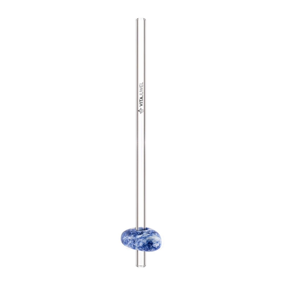 VitaJuwel Crystal Straw Sodalith (Glas-Trinkhalm mit Edelstein)