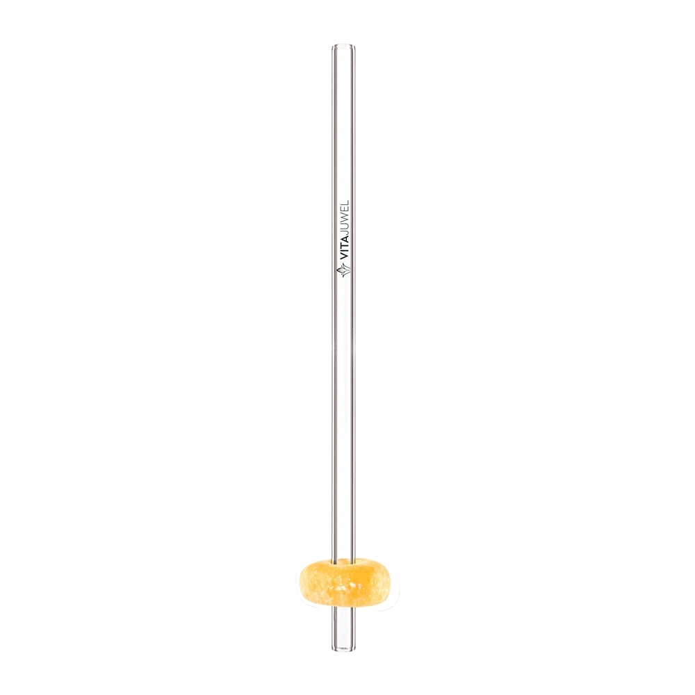 VitaJuwel Crystal Straw Orangencalcit (Glas-Trinkhalm mit Edelstein)