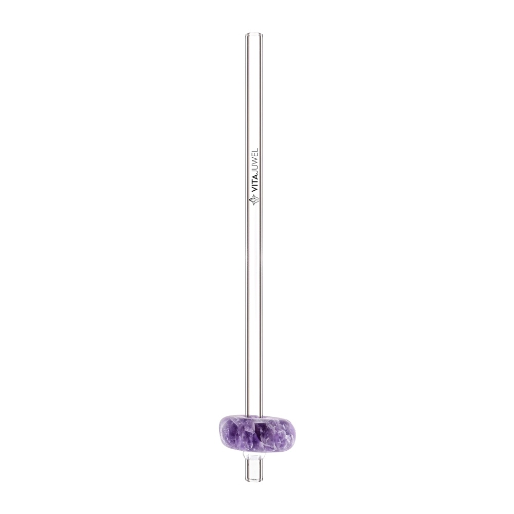 VitaJuwel Crystal Straw Amethyst (Glas-Trinkhalm mit Edelstein)